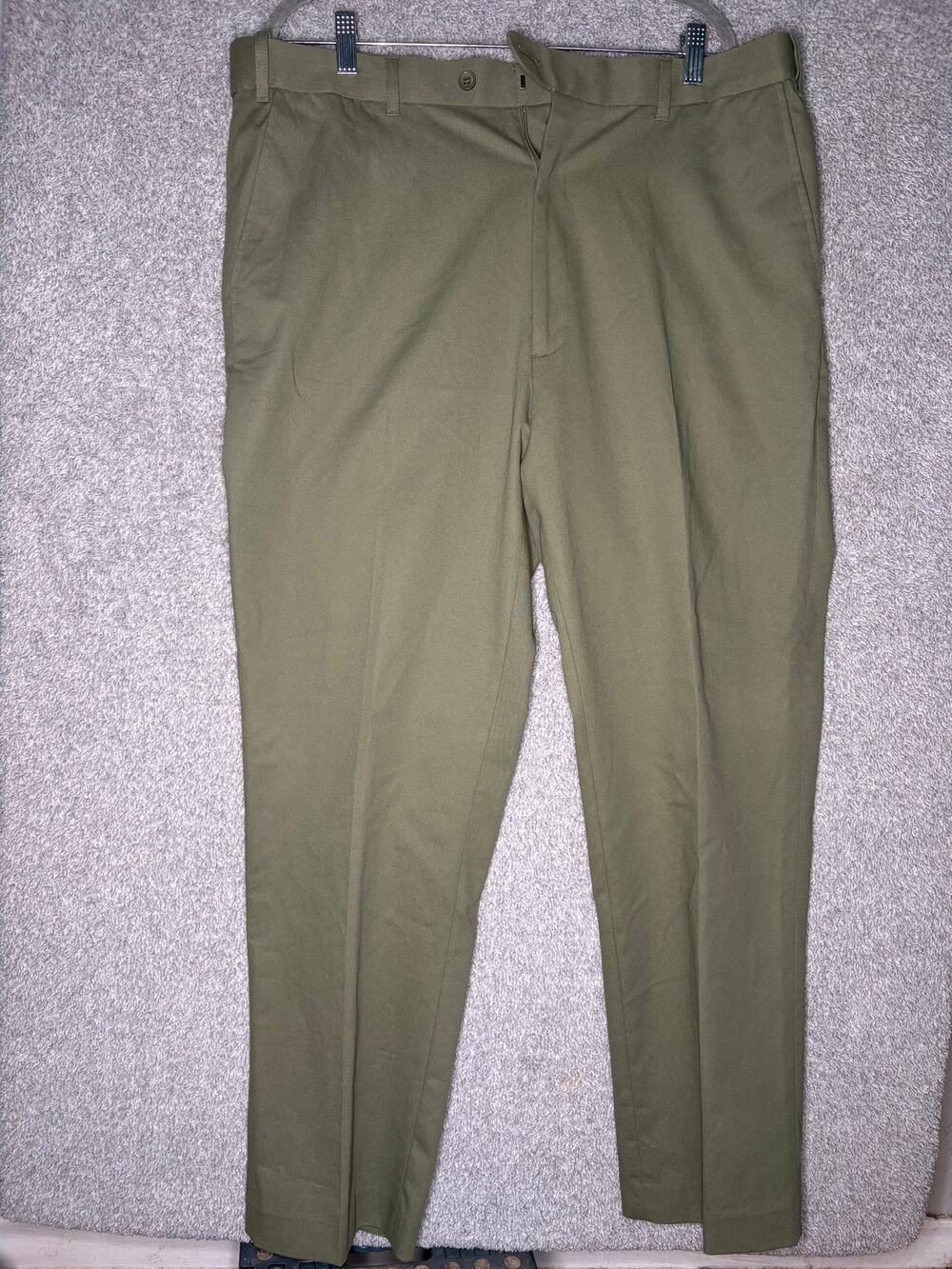 Peter Christian Mens 40x30 Olive Cotton Flat Front Chinos